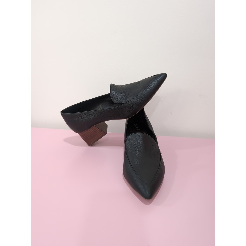 Sole Society So Marty Women's Black Leather Block Heel Shoes Size 11M